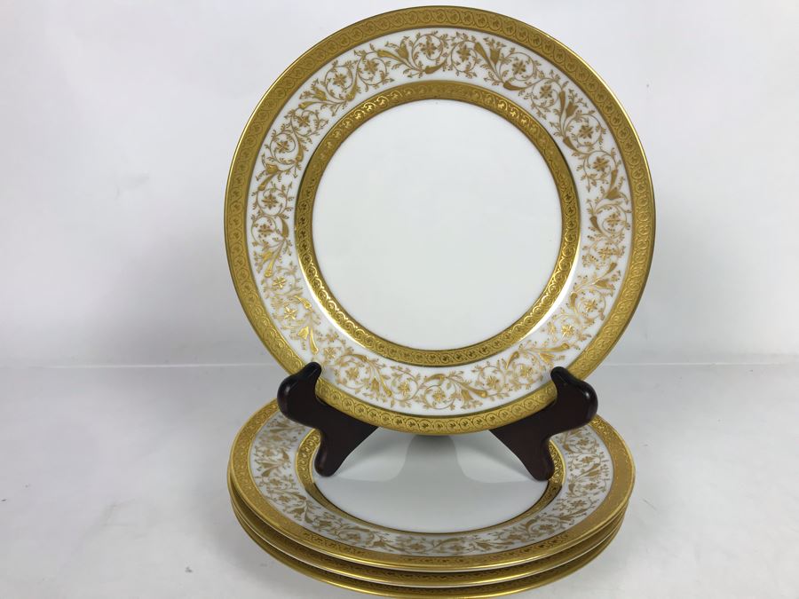 Set Of (4) Limoges France Gold Decorated Plates Wm. Guerin & Co For Wright Kay & Co 8.5R [Photo 1]
