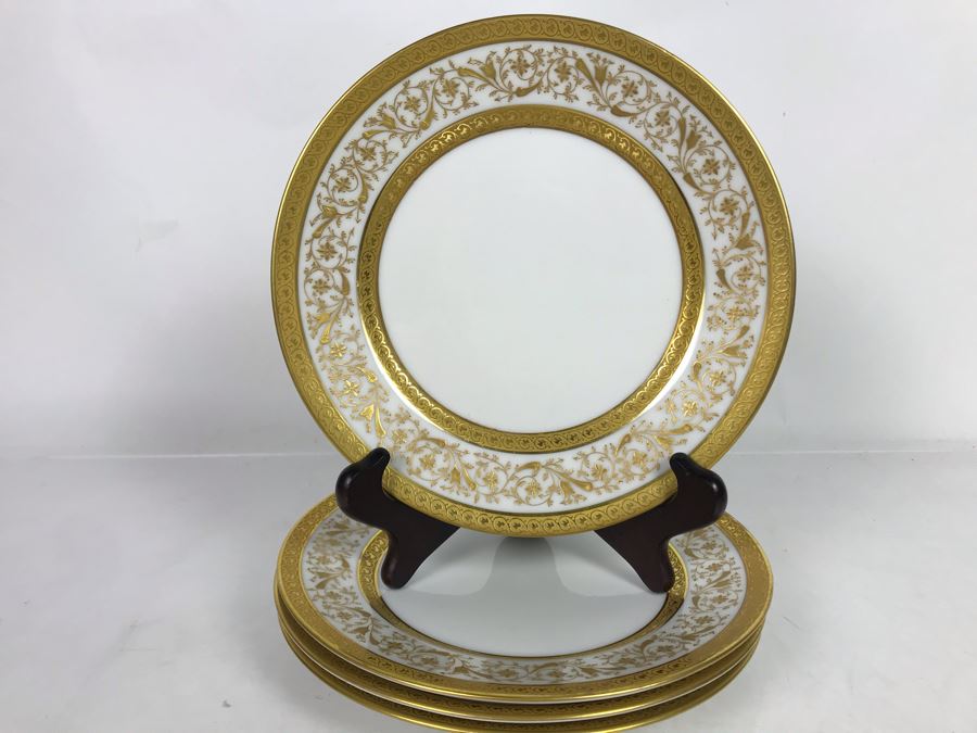 Set Of (4) Limoges France Gold Decorated Plates Wm. Guerin & Co For Wright Kay & Co 8.5R [Photo 2]