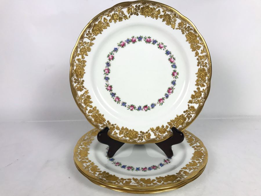 (3) Hammersley & Co China England Gold Decorated Plates 10.5R [Photo 1]
