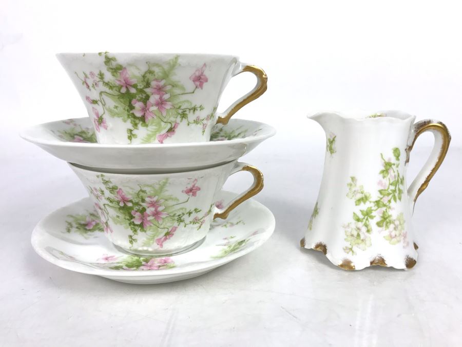 Limoges France Haviland & Co (2) Cups And Saucers The Montebello Plus Creamer [Photo 1]