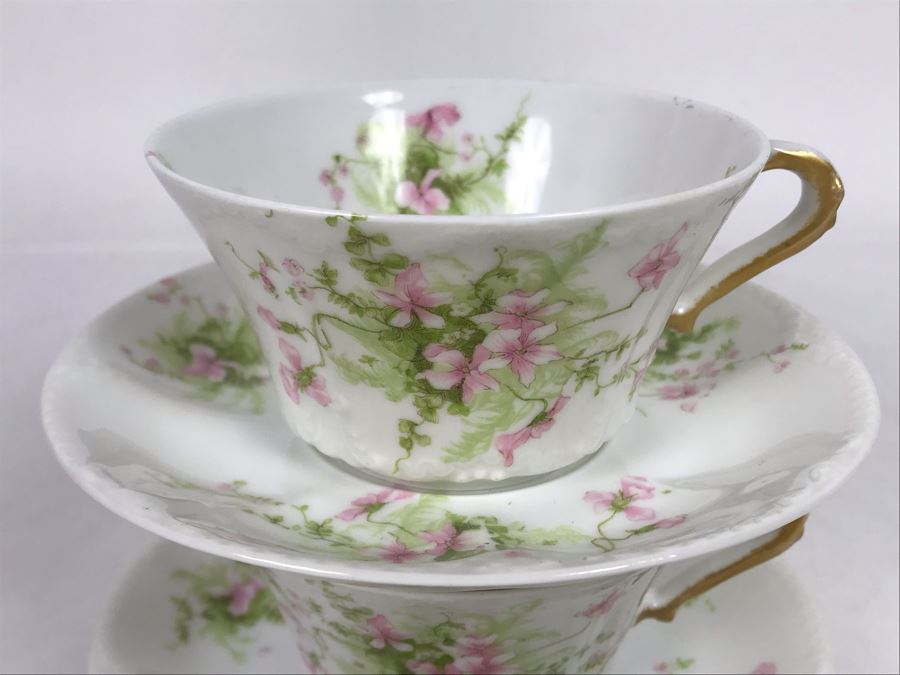 Limoges France Haviland & Co (2) Cups And Saucers The Montebello Plus Creamer [Photo 11]
