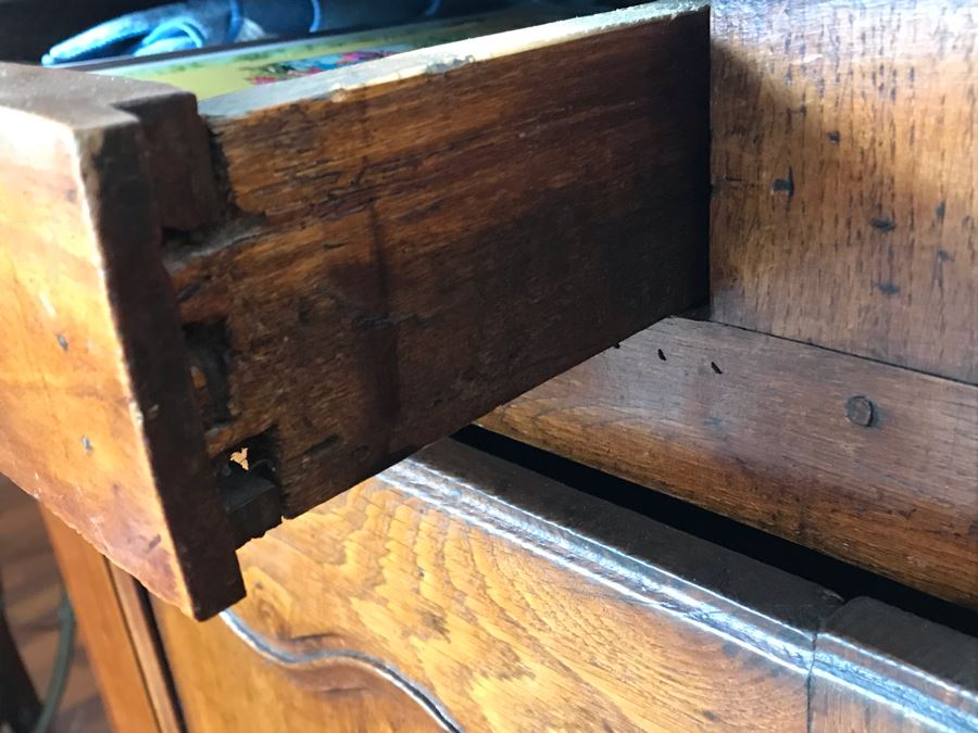 Antique French Handmade 2-Drawer Wooden Cabinet 51W X 21D X 39H [Photo 11]