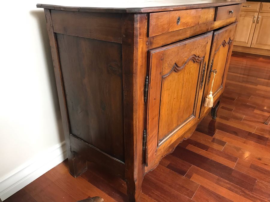 Antique French Handmade 2-Drawer Wooden Cabinet 51W X 21D X 39H [Photo 18]