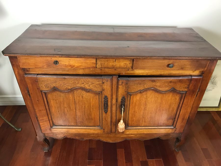 Antique French Handmade 2-Drawer Wooden Cabinet 51W X 21D X 39H [Photo 5]