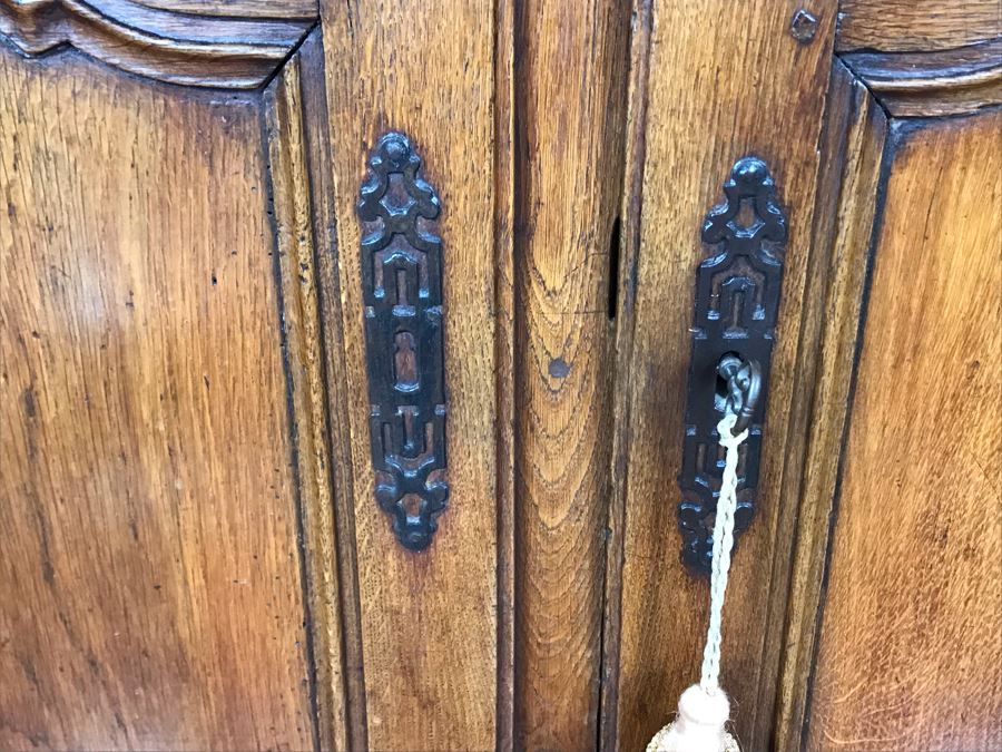 Antique French Handmade 2-Drawer Wooden Cabinet 51W X 21D X 39H [Photo 9]