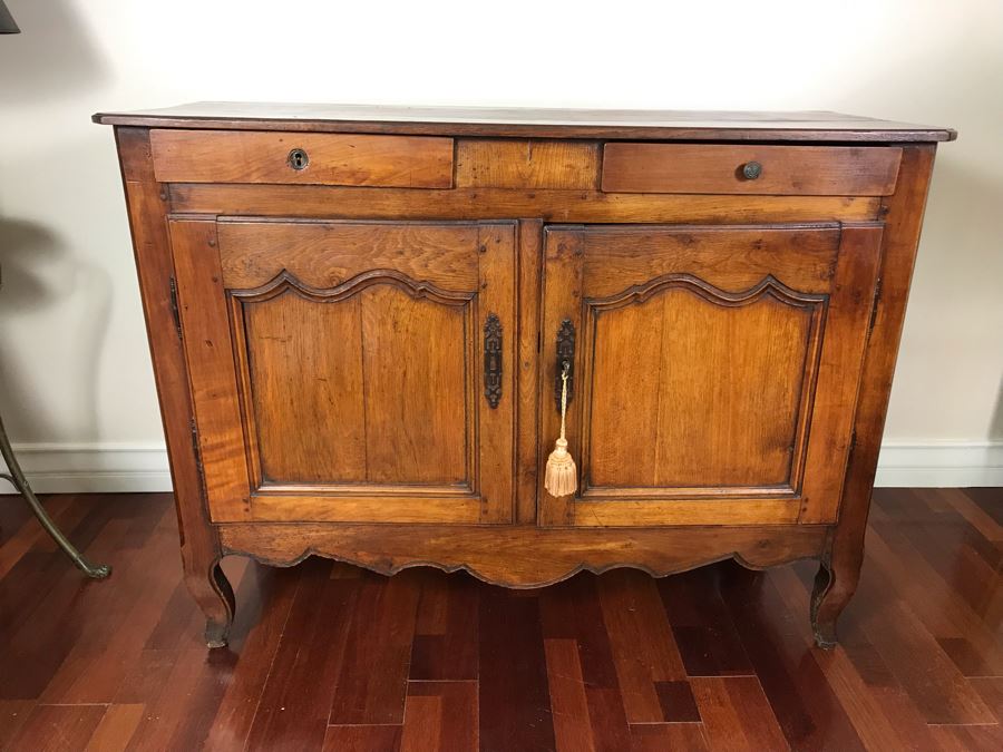 Antique French Handmade 2-Drawer Wooden Cabinet 51W X 21D X 39H [Photo 3]