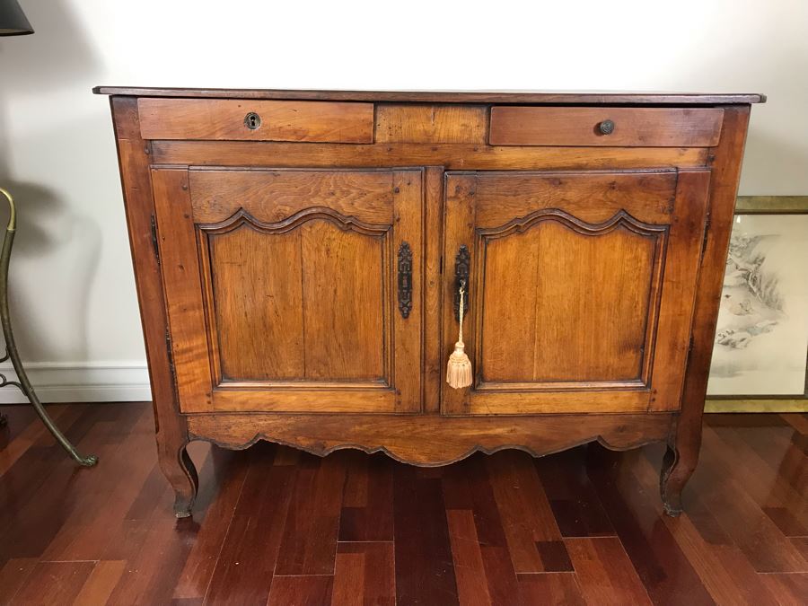 Antique French Handmade 2-Drawer Wooden Cabinet 51W X 21D X 39H [Photo 4]