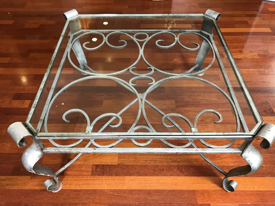 Designer Metal Coffee Table With Glass Table 36 X 36 [Photo 2]
