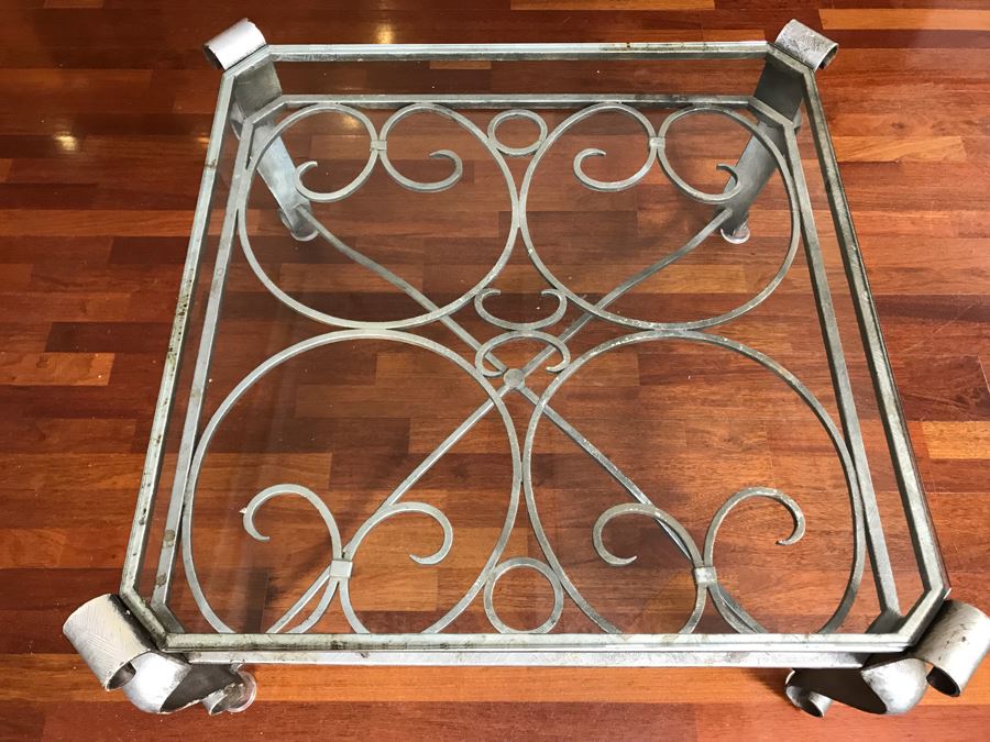 Designer Metal Coffee Table With Glass Table 36 X 36 [Photo 4]