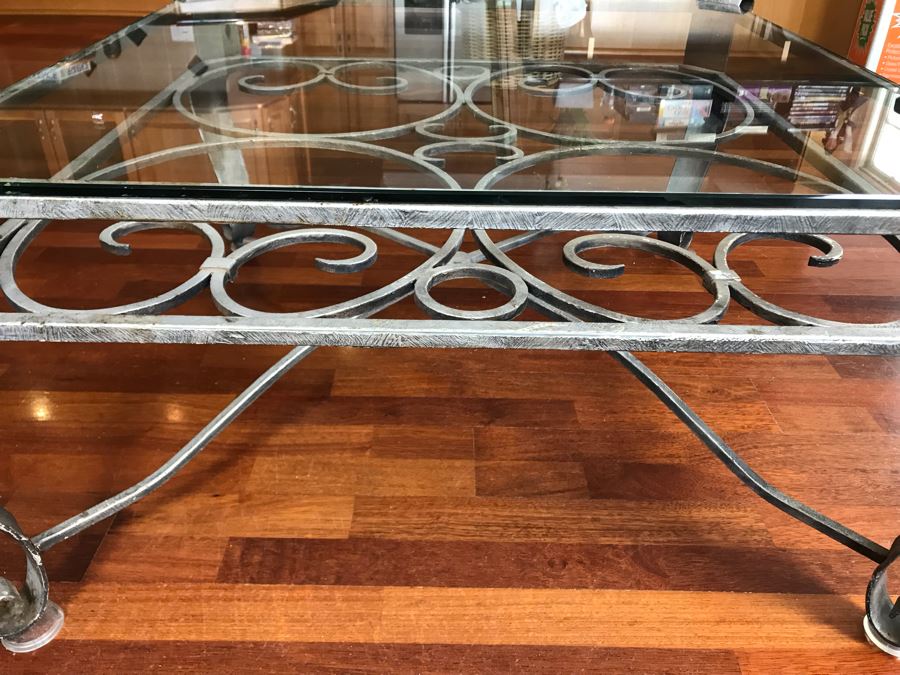 Designer Metal Coffee Table With Glass Table 36 X 36 [Photo 5]