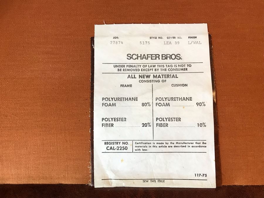 Vintage Wingback Tufted Leather Armchair With Brass Nailheads By Schafer Bros. [Photo 9]