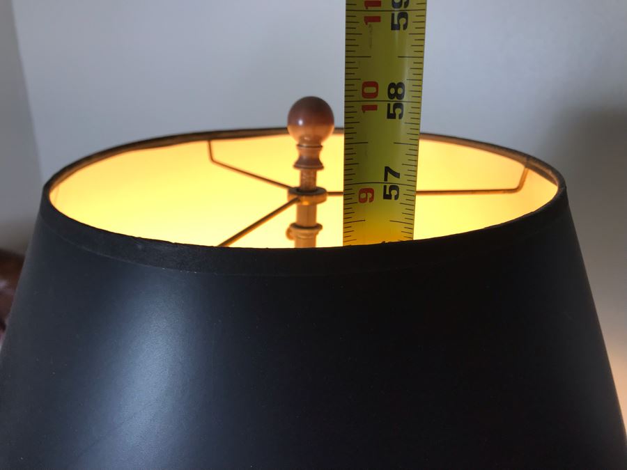 Vintage Brass Freestanding Floor Lamp With Claw Feet And Round Wooden Table [Photo 10]