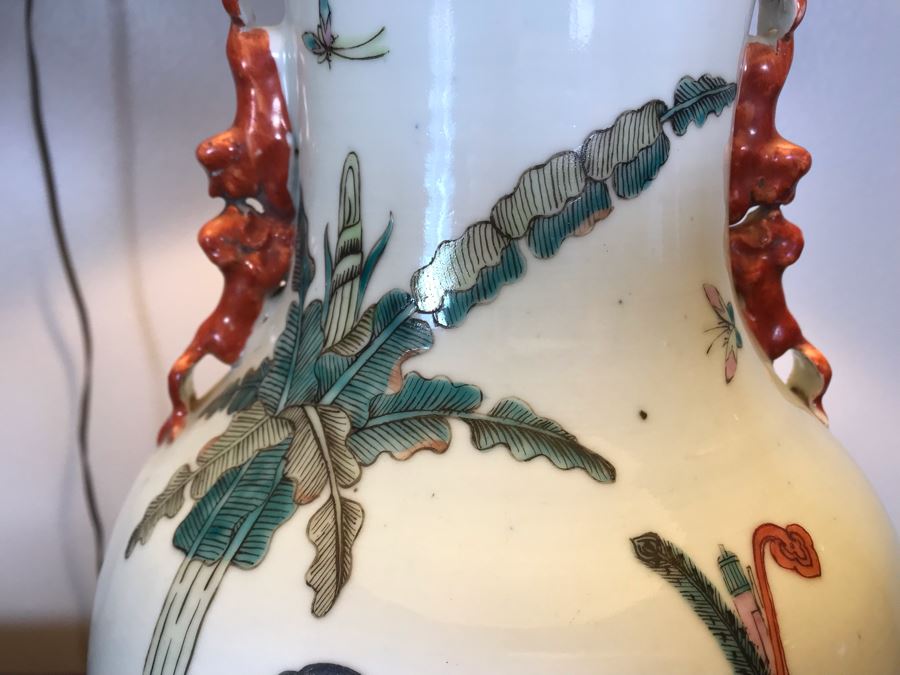 Vintage Chinese Hand Painted Porcelain Table Lamp 33H [Photo 5]