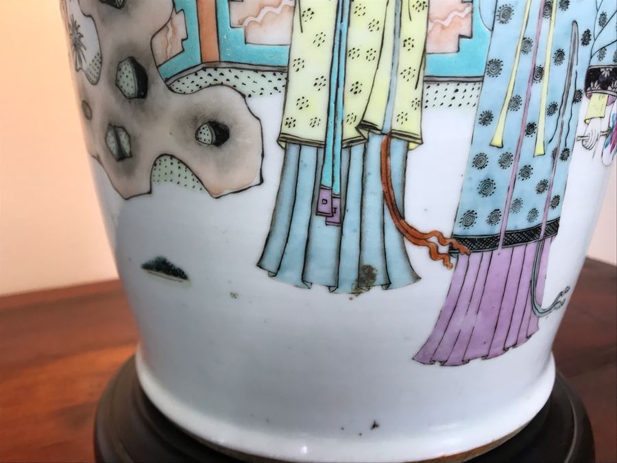 Vintage Chinese Hand Painted Porcelain Table Lamp 33H [Photo 12]