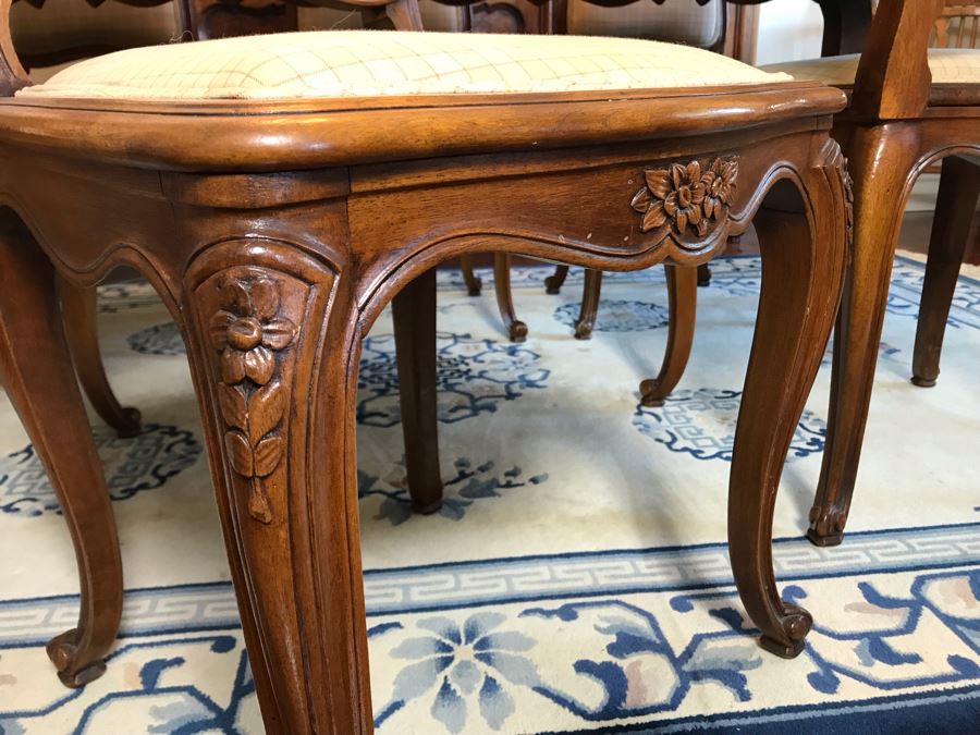 Antique 1850 French 2 Plank Cherry Board Dining Table With Drawer On One End And Chopping Surface On Other Plus 6 Walnut Dining Chairs Purchased $5,000 From Lyman Drake Antiques 77L X 33.5W X 30H - Chopping Board Extends About 40' [Photo 29]