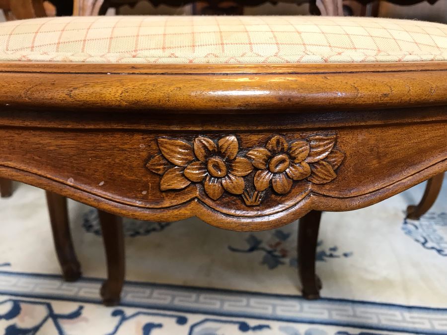 Antique 1850 French 2 Plank Cherry Board Dining Table With Drawer On One End And Chopping Surface On Other Plus 6 Walnut Dining Chairs Purchased $5,000 From Lyman Drake Antiques 77L X 33.5W X 30H - Chopping Board Extends About 40' [Photo 31]
