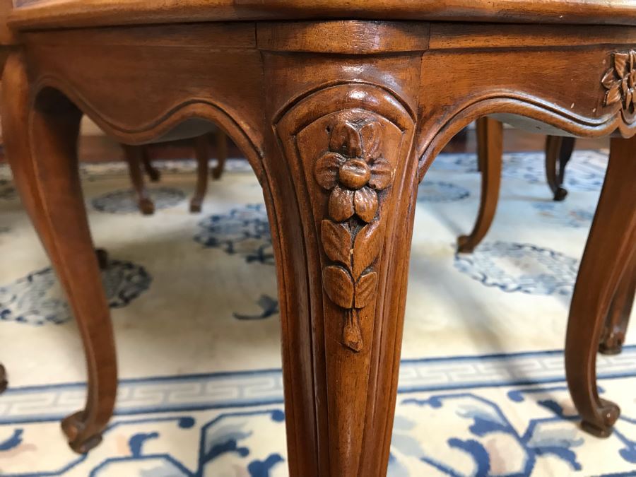 Antique 1850 French 2 Plank Cherry Board Dining Table With Drawer On One End And Chopping Surface On Other Plus 6 Walnut Dining Chairs Purchased $5,000 From Lyman Drake Antiques 77L X 33.5W X 30H - Chopping Board Extends About 40' [Photo 30]