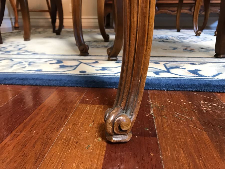 Antique 1850 French 2 Plank Cherry Board Dining Table With Drawer On One End And Chopping Surface On Other Plus 6 Walnut Dining Chairs Purchased $5,000 From Lyman Drake Antiques 77L X 33.5W X 30H - Chopping Board Extends About 40' [Photo 32]