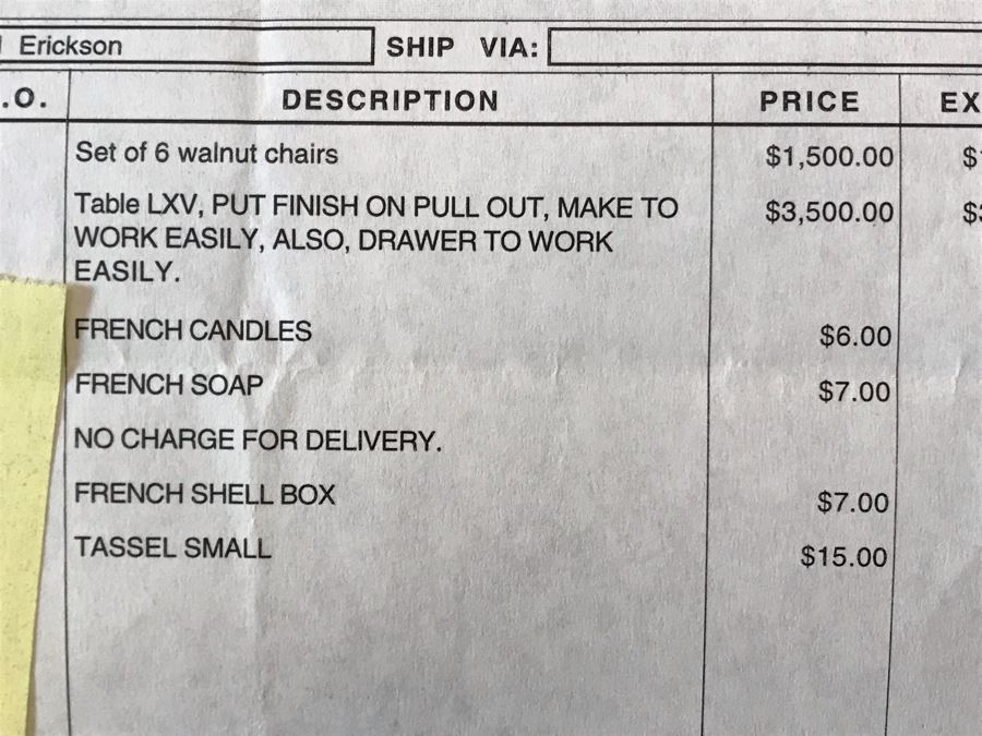 Antique 1850 French 2 Plank Cherry Board Dining Table With Drawer On One End And Chopping Surface On Other Plus 6 Walnut Dining Chairs Purchased $5,000 From Lyman Drake Antiques 77L X 33.5W X 30H - Chopping Board Extends About 40' [Photo 25]