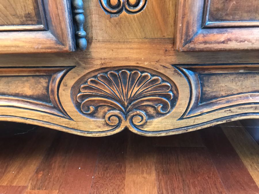 Stunning Antique French Walnut Burl Wood Cabinet With Hutch  [Photo 10]