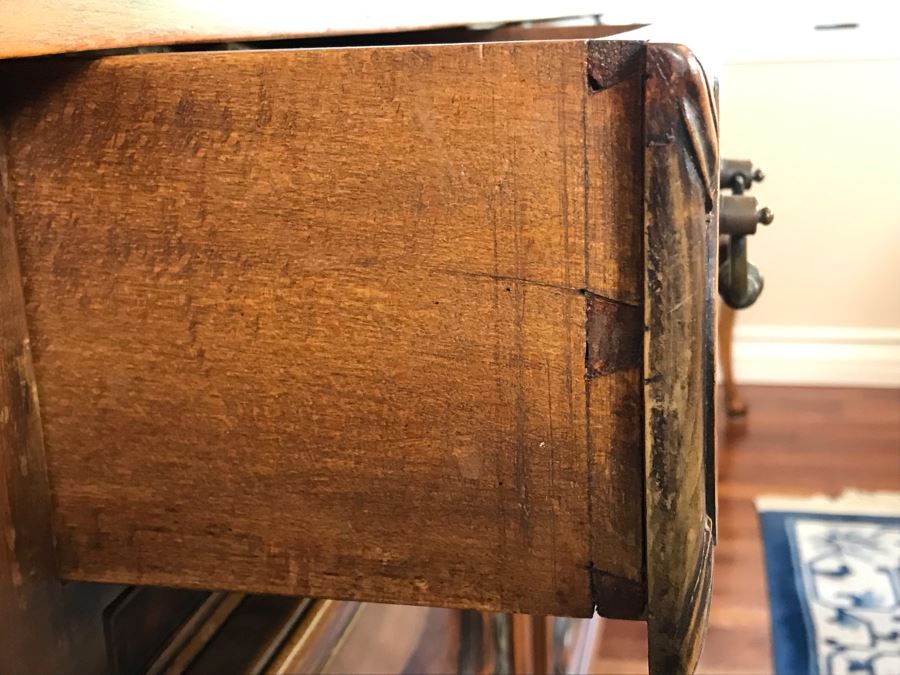 Stunning Antique French Walnut Burl Wood Cabinet With Hutch  [Photo 12]