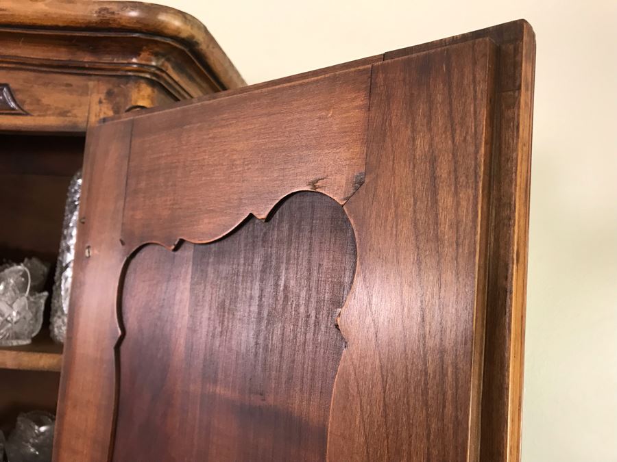 Stunning Antique French Walnut Burl Wood Cabinet With Hutch  [Photo 17]