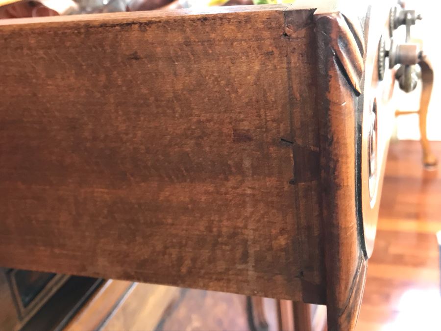 Stunning Antique French Walnut Burl Wood Cabinet With Hutch  [Photo 11]