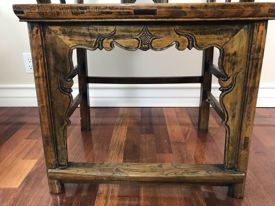 Antique 1870 Chinese Elm Wood Armchair (One Chair) [Photo 22]