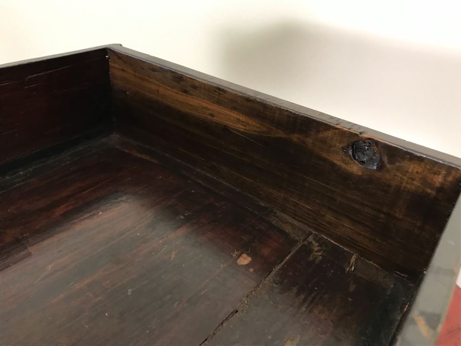 Antique Chinese 2-Drawer Cabinet Painted Red With Brass Hardware 30.5W X 19D X 30H [Photo 23]