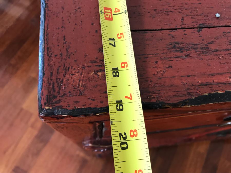 Antique Chinese 2-Drawer Cabinet Painted Red With Brass Hardware 30.5W X 19D X 30H [Photo 26]