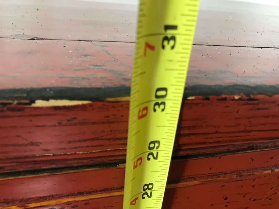 Antique Chinese 2-Drawer Cabinet Painted Red With Brass Hardware 30.5W X 19D X 30H [Photo 27]