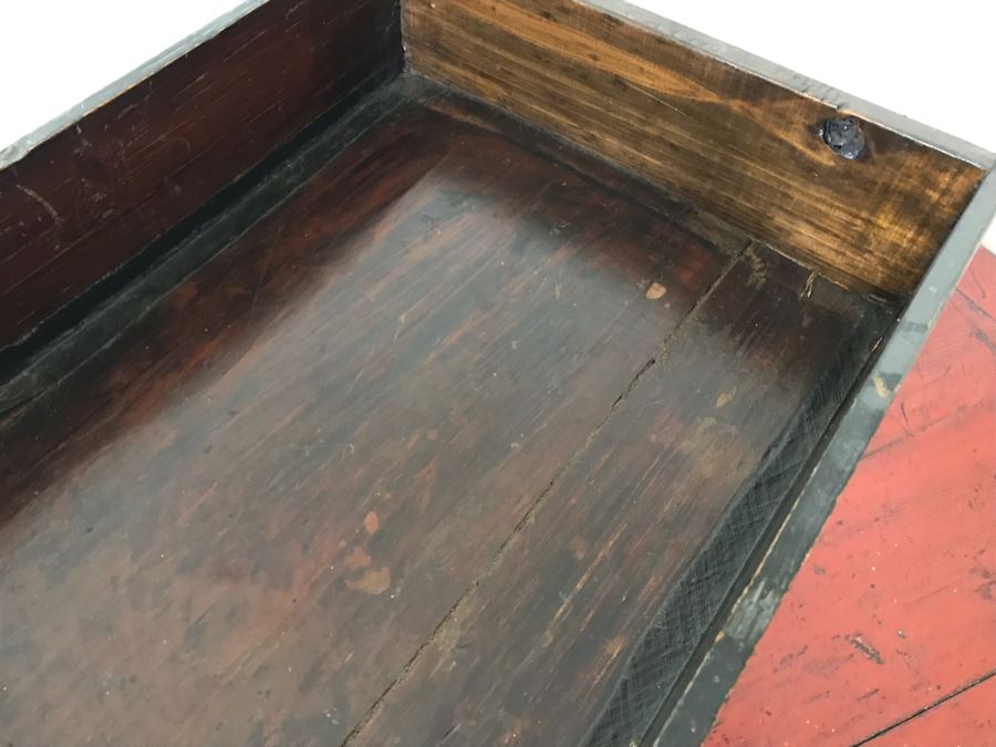 Antique Chinese 2-Drawer Cabinet Painted Red With Brass Hardware 30.5W X 19D X 30H [Photo 24]