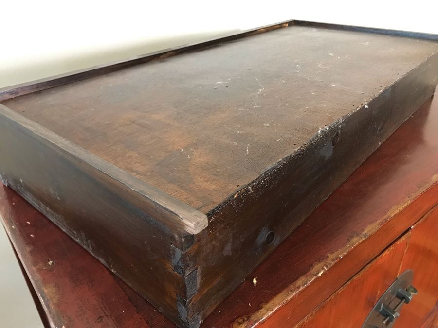 Antique Chinese Cabinet With Lower Drawer 35.5W X 17D X 34H [Photo 22]