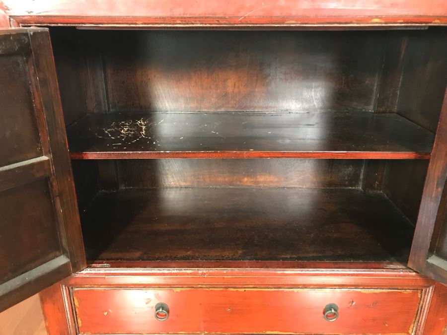 Antique Chinese Cabinet With Lower Drawer 35.5W X 17D X 34H [Photo 9]