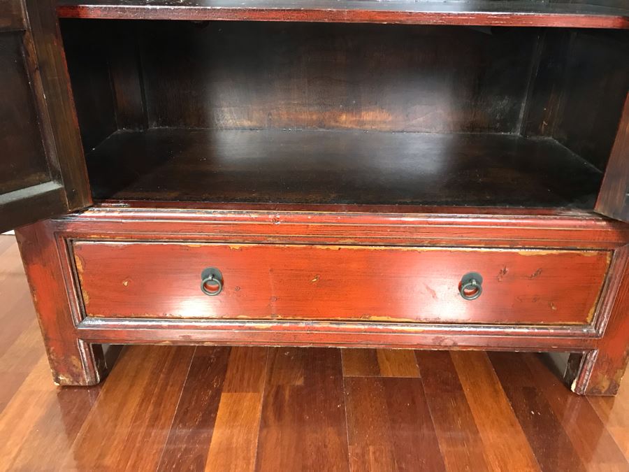 Antique Chinese Cabinet With Lower Drawer 35.5W X 17D X 34H [Photo 10]