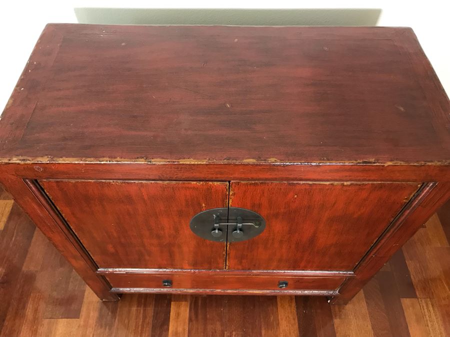 Antique Chinese Cabinet With Lower Drawer 35.5W X 17D X 34H [Photo 7]