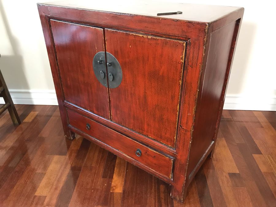 Antique Chinese Cabinet With Lower Drawer 35.5W X 17D X 34H [Photo 14]