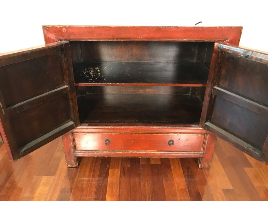 Antique Chinese Cabinet With Lower Drawer 35.5W X 17D X 34H [Photo 8]
