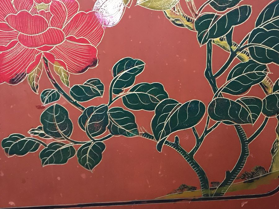Vintage Chinese Ornate Hand Painted Credenza Cabinet Decorated On Front, Top And Sides 43W X 15D X 19H - See Photos [Photo 33]