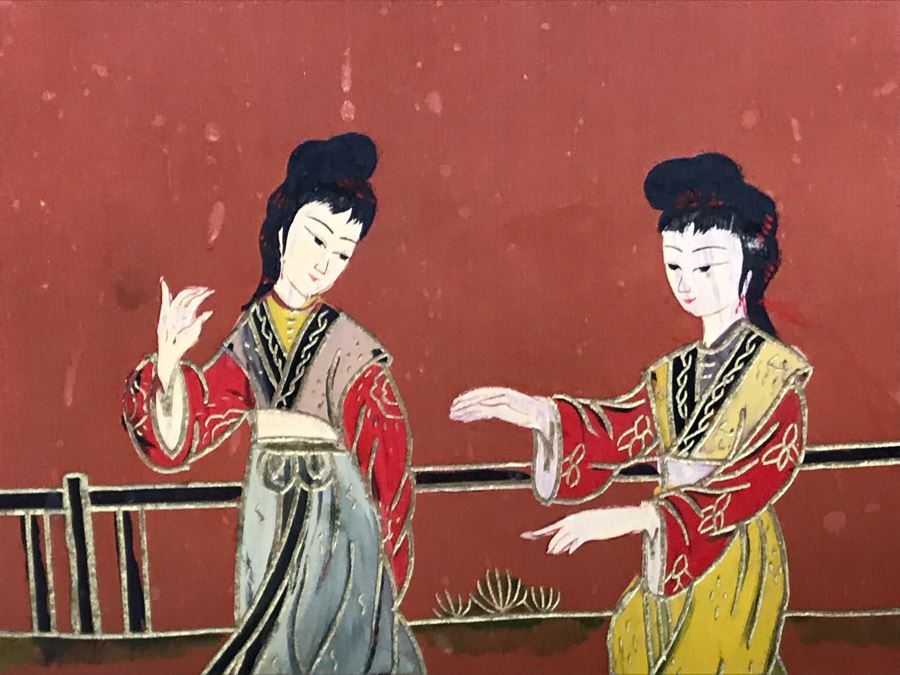 Vintage Chinese Ornate Hand Painted Credenza Cabinet Decorated On Front, Top And Sides 43W X 15D X 19H - See Photos [Photo 13]