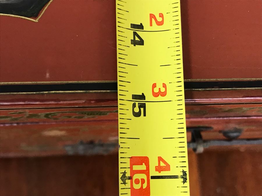 Vintage Chinese Ornate Hand Painted Credenza Cabinet Decorated On Front, Top And Sides 43W X 15D X 19H - See Photos [Photo 35]