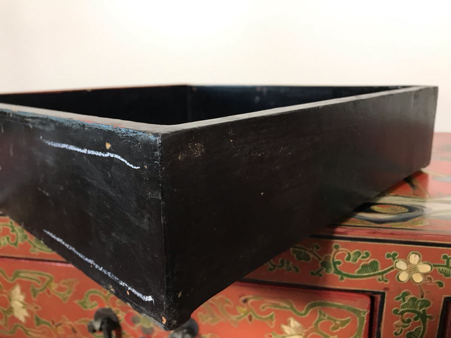 Vintage Chinese Ornate Hand Painted Credenza Cabinet Decorated On Front, Top And Sides 43W X 15D X 19H - See Photos [Photo 23]