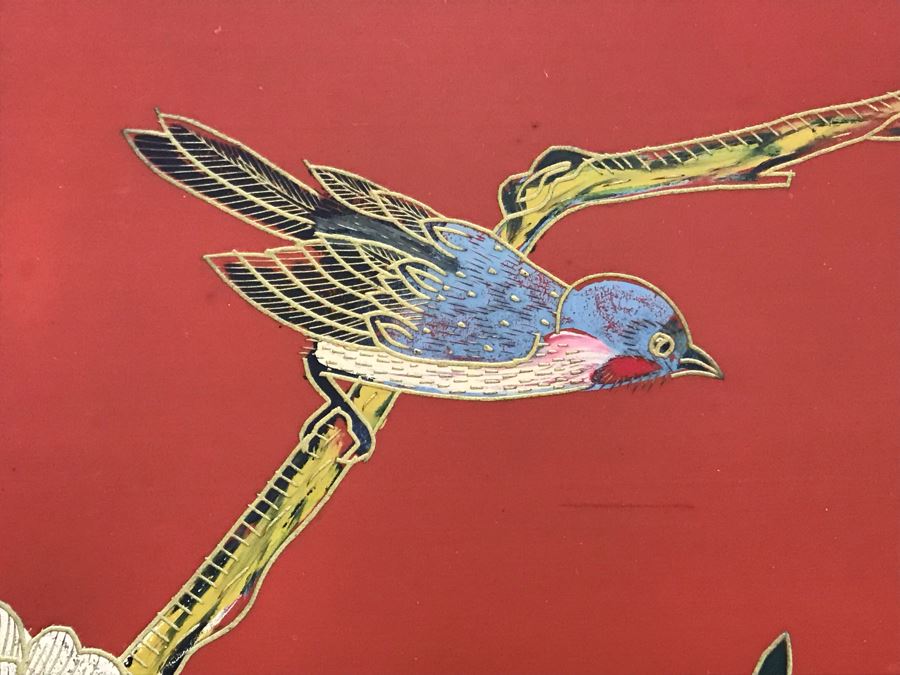 Vintage Chinese Ornate Hand Painted Credenza Cabinet Decorated On Front, Top And Sides 43W X 15D X 19H - See Photos [Photo 10]