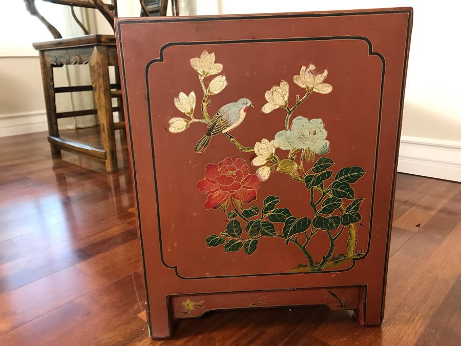 Vintage Chinese Ornate Hand Painted Credenza Cabinet Decorated On Front, Top And Sides 43W X 15D X 19H - See Photos [Photo 31]