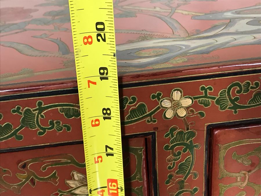 Vintage Chinese Ornate Hand Painted Credenza Cabinet Decorated On Front, Top And Sides 43W X 15D X 19H - See Photos [Photo 36]