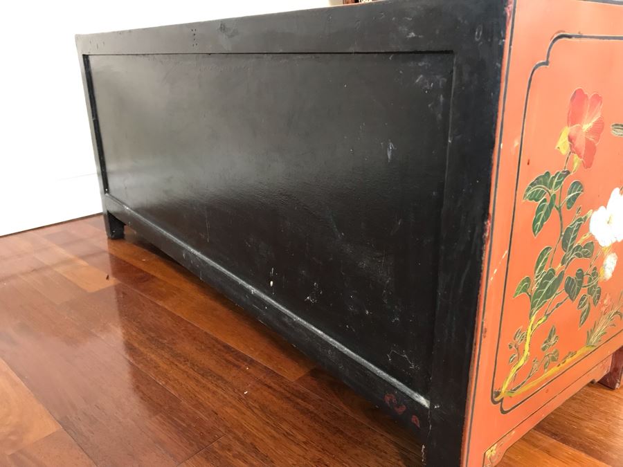 Vintage Chinese Ornate Hand Painted Credenza Cabinet Decorated On Front, Top And Sides 43W X 15D X 19H - See Photos [Photo 30]