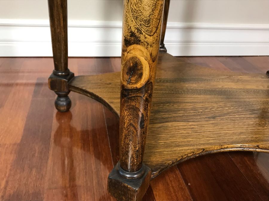 Vintage Round 2-Tier Parquet Top Table 29R X 24H [Photo 7]