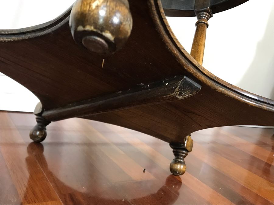 Vintage Round 2-Tier Parquet Top Table 29R X 24H [Photo 10]