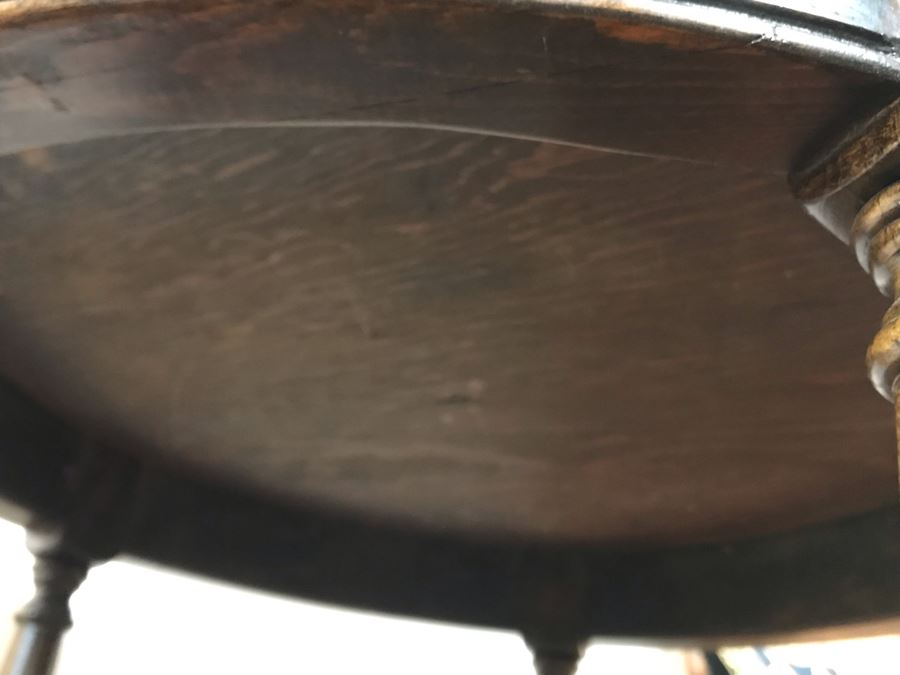 Vintage Round 2-Tier Parquet Top Table 29R X 24H [Photo 9]