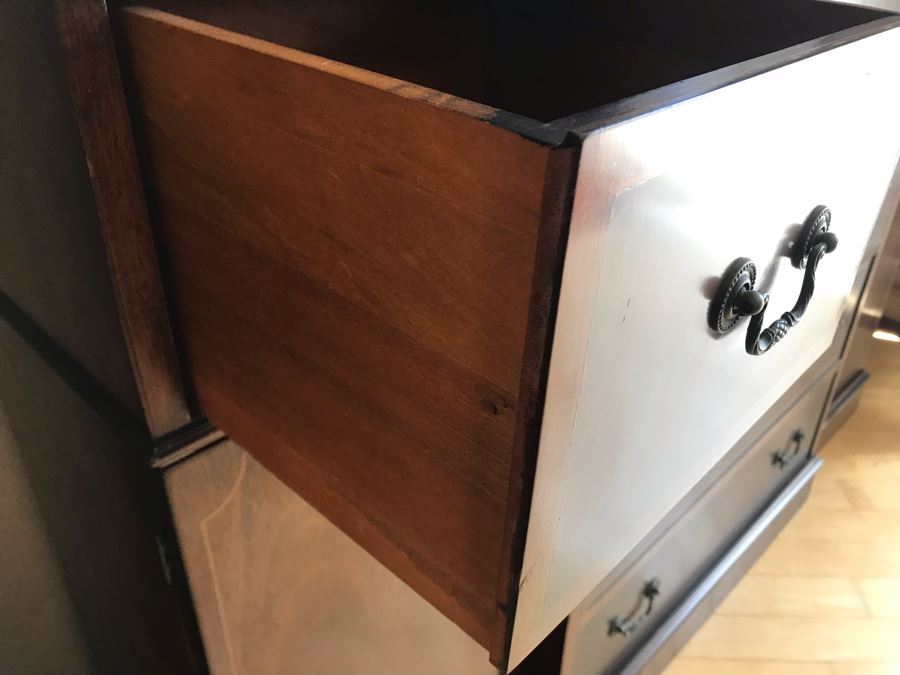 Vintage 2-Piece Wooden Breakfront Bookcase With Pull-Out Desk 56W X 15D X 84H [Photo 11]